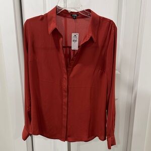 Express Red Button-Down Shirt